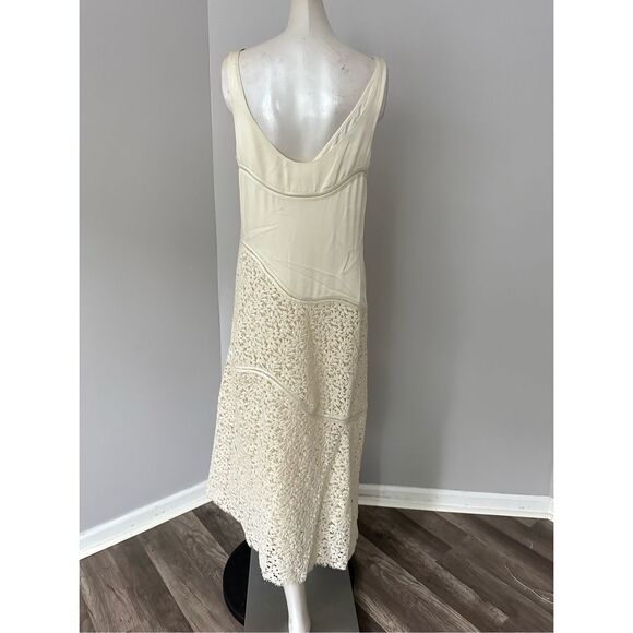NWT Jil Sander Scoop Neck Floral Lace Asymmetric Midi-Dress Size 38 (US 8) - Picture 5 of 14
